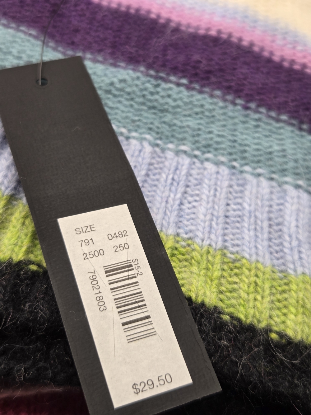 3 The Limited Multicolor Striped Knit Scarves - Pink, Red, Purple, Green, Blue - Picture 2 of 3